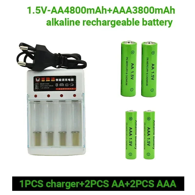 100% Original 1.5V AA4800mAh+AAA3800mAh Rechargeable Alkaline Battery NI-MH 1.5 V Battery for Clocks Mice Computers Toys So On