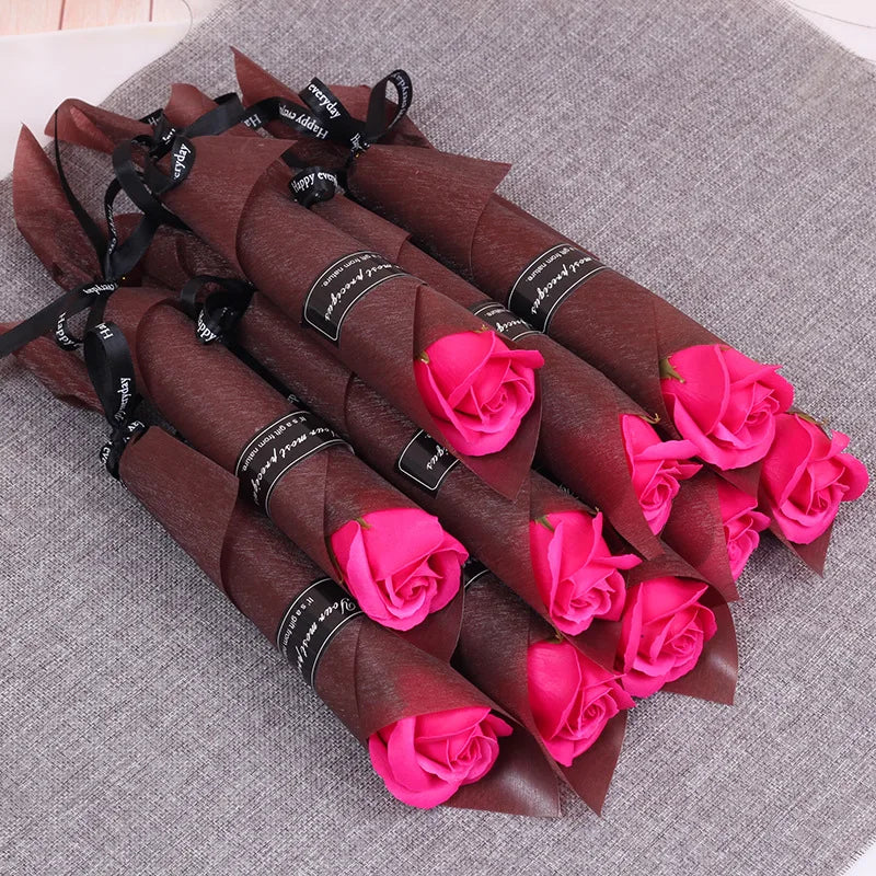 10pcs Soap Rose Artificial Flower Girl Friend Valentines Day Gift Anniversary Flower Set Fake Rose Soap Flower Wedding Decor