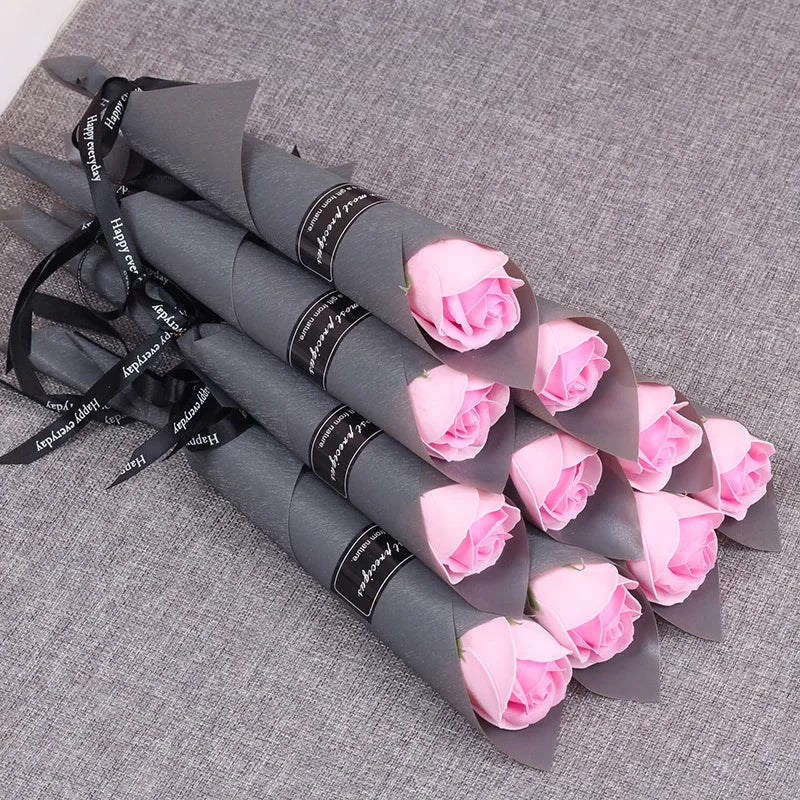 10pcs Soap Rose Artificial Flower Girl Friend Valentines Day Gift Anniversary Flower Set Fake Rose Soap Flower Wedding Decor