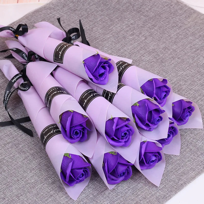 10pcs Soap Rose Artificial Flower Girl Friend Valentines Day Gift Anniversary Flower Set Fake Rose Soap Flower Wedding Decor