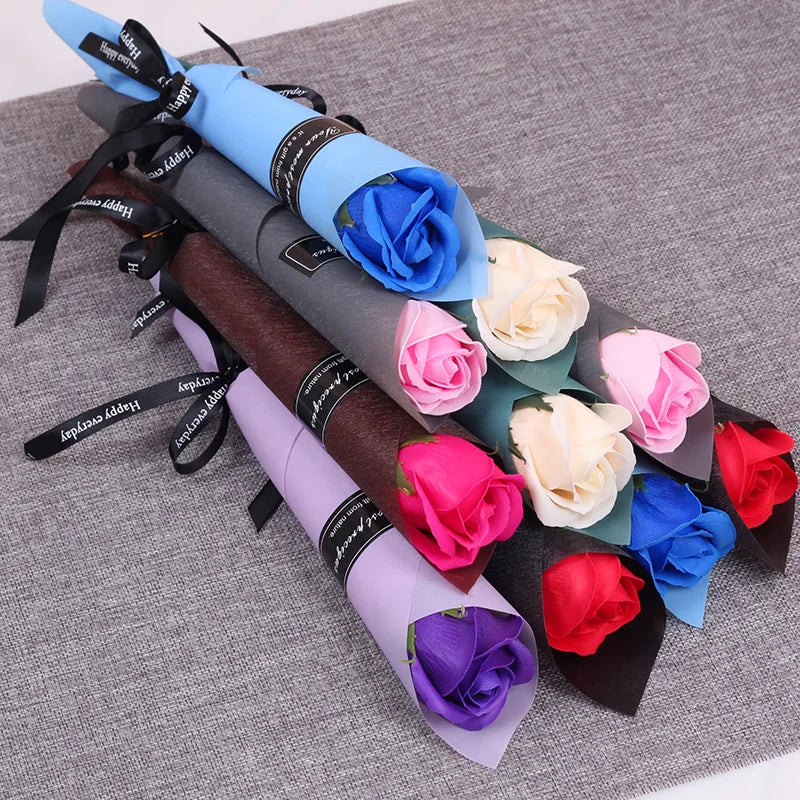 10pcs Soap Rose Artificial Flower Girl Friend Valentines Day Gift Anniversary Flower Set Fake Rose Soap Flower Wedding Decor