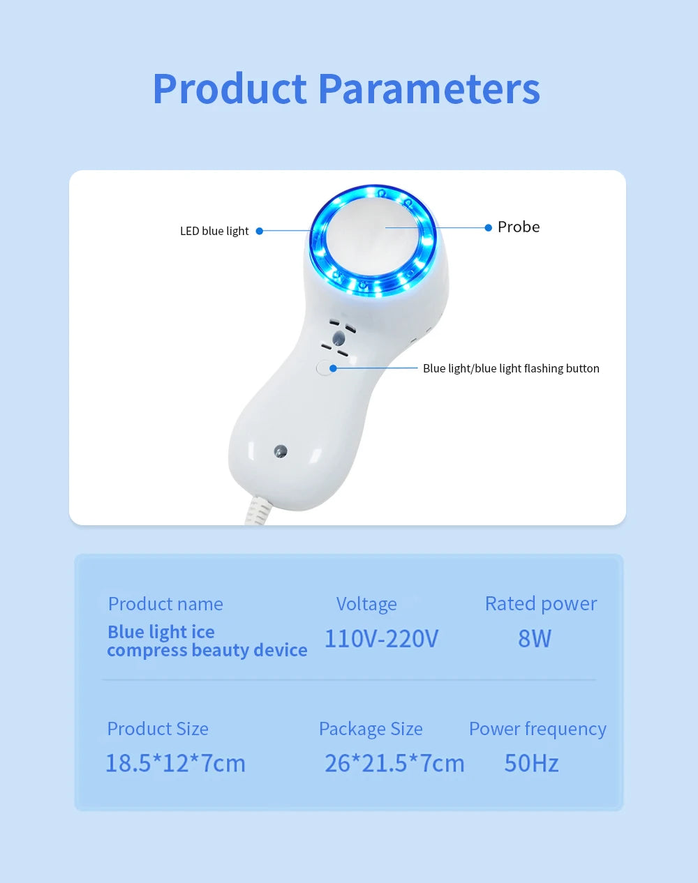 USB Ice Healing Beauty Machine Led Photon Rejuvenation Massager