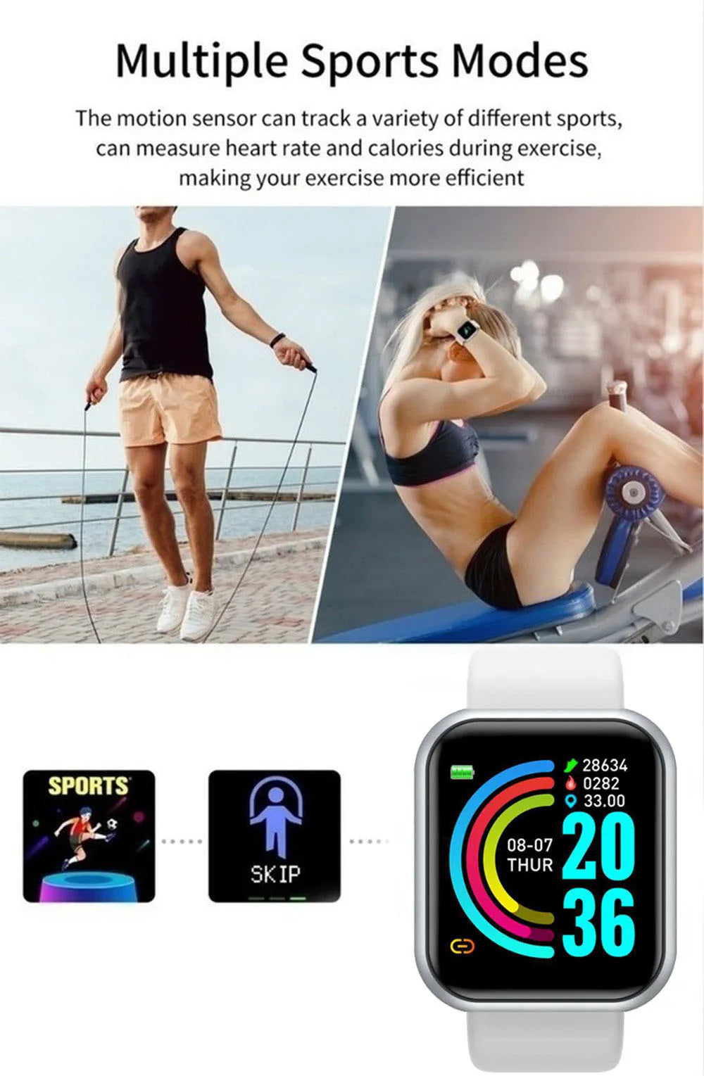 Smart Watch Men Women Bluetooth Connected Phone Music Fitness Sports Bracelet Sleep Monitor